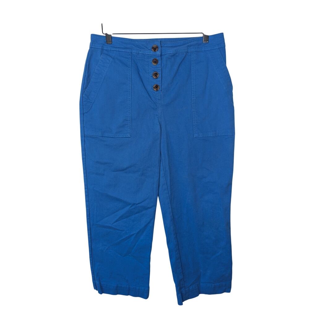 Boden Blue High Rise Button Fly Cropped Straight Leg Chino Pant